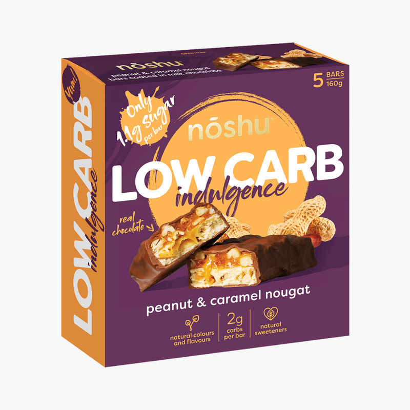 Noshu Low Carb Peanut Caramel Indulgence Bars 160g - GoodMates Fine Food