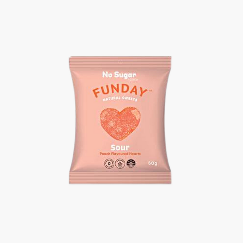 Funday Sour Peach Flavoured Gummy Hearts - GoodMates Fine Food